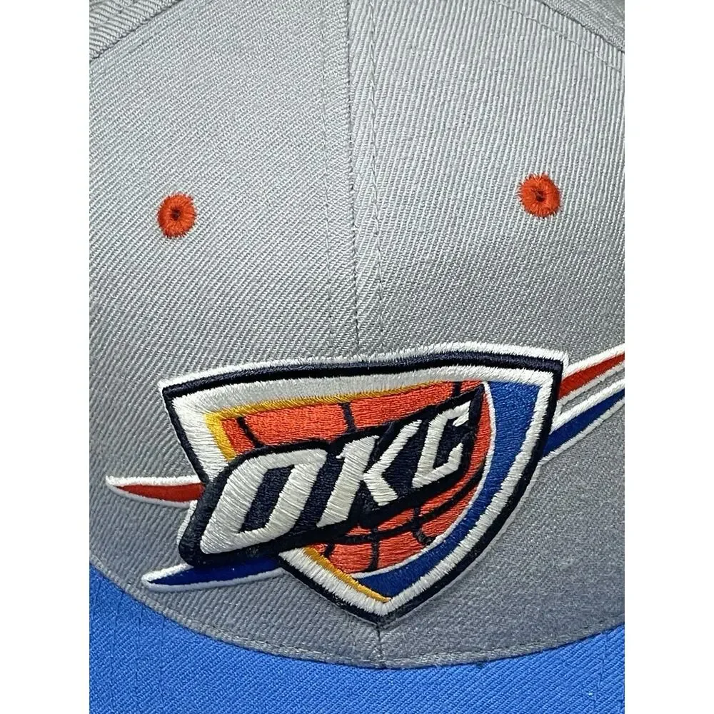 Oklahoma City OKC NBA Hat Mitchell & Ness Snap back Cap Gray Blue Men